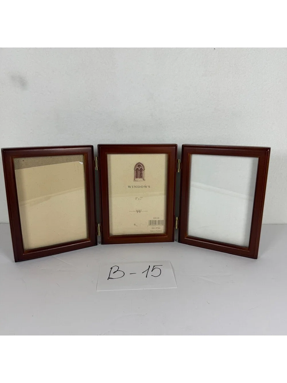 The West Elm Gallery Windows Tri-Fold 5x7 Photo Frame Wood B-15